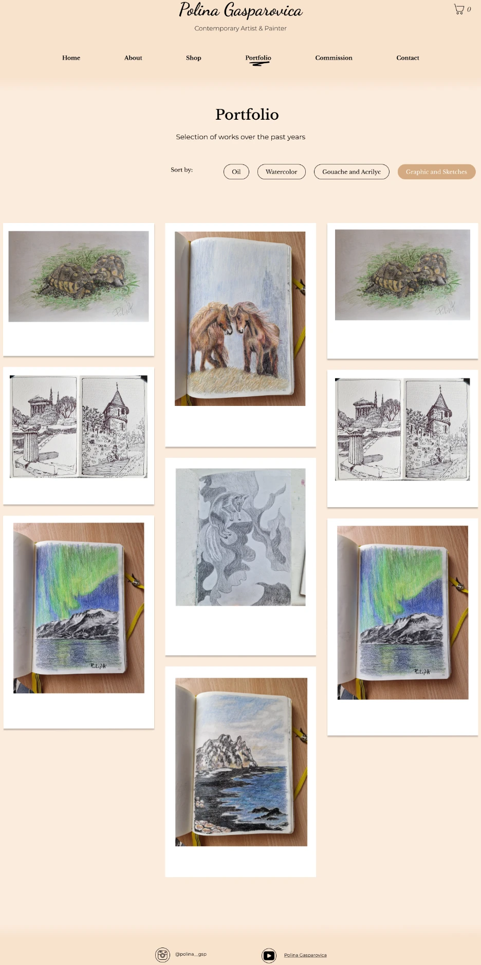 Polina Gasparovica graphic and sketches portfolio in a staggered gallery