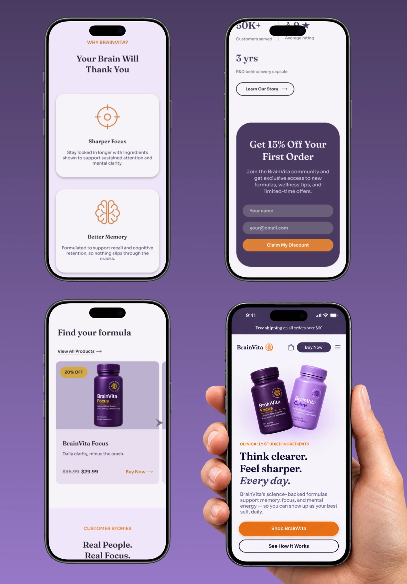 BrainVita mobile landing page walkthrough