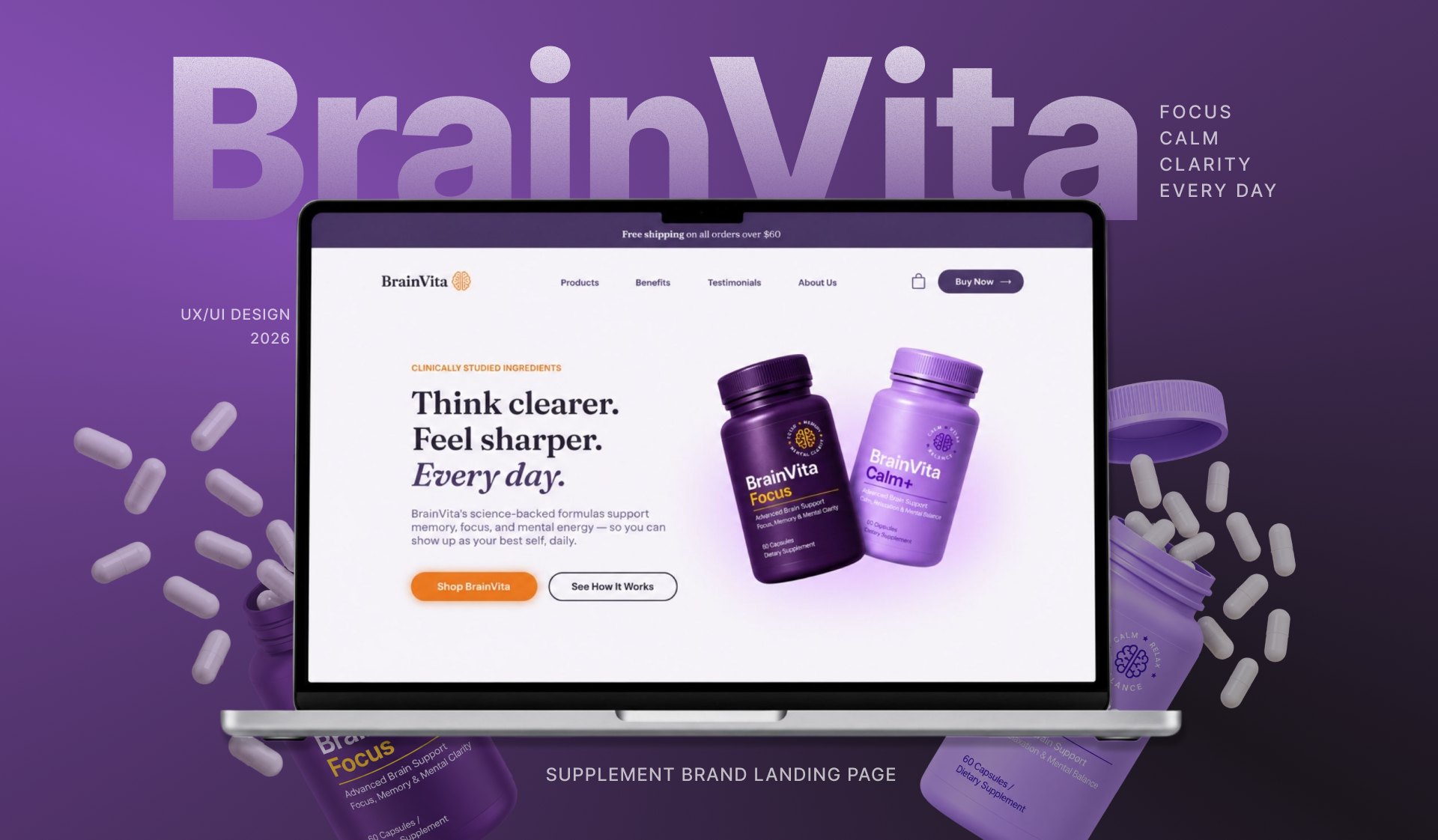 BrainVita — Supplement Brand Landing Page — UX/UI Design, 2026